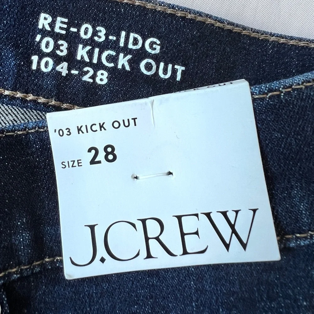 J.Crew '03 Kick Out Jeans kicky raw hem in Dark indigo Wash Size 28 New with tag - Picture 5 of 14